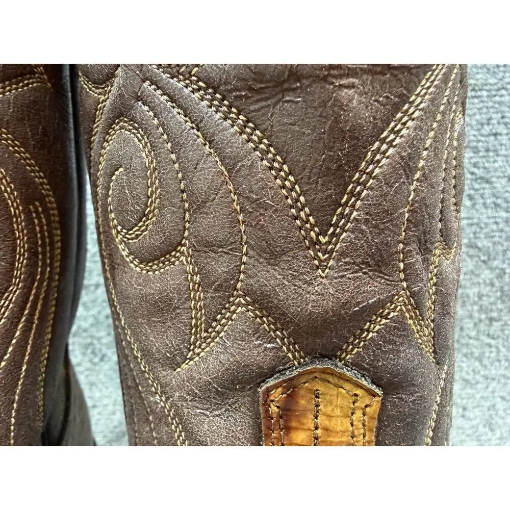 ACME Men Western Cowboy Boots Croc Embossed Leather US 8.5 D